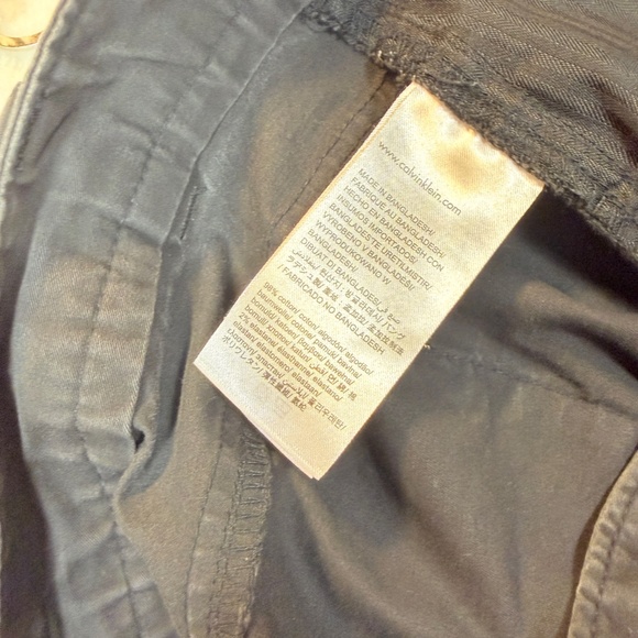 Calvin Klein Pants Mens Size 38x32 Black Slim Fit Casual Canvas Lightweight - Picture 10 of 11